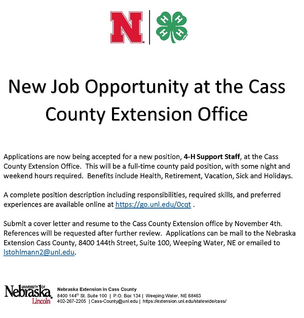 4H Support Staff Position