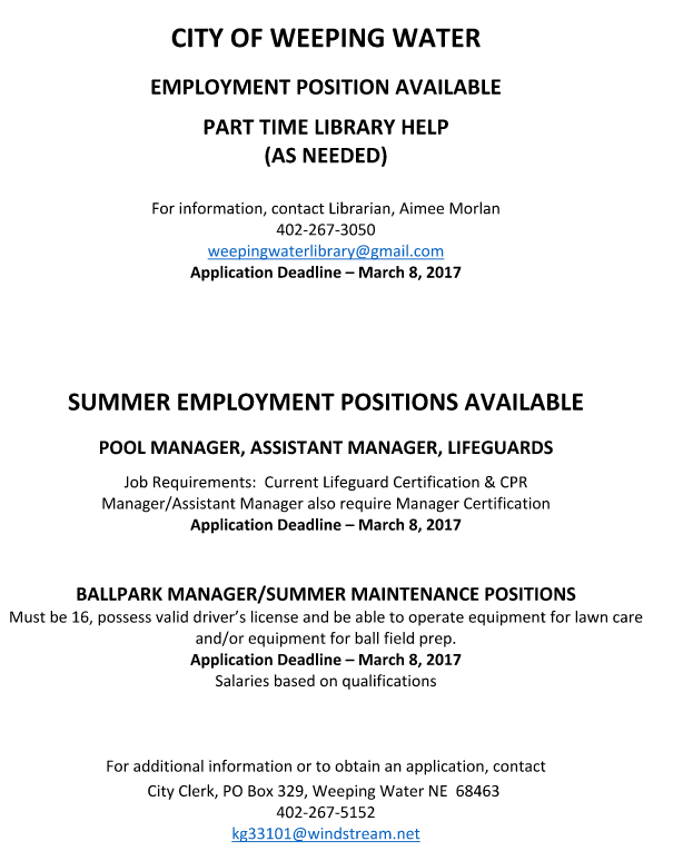 Seasonal employmentWW